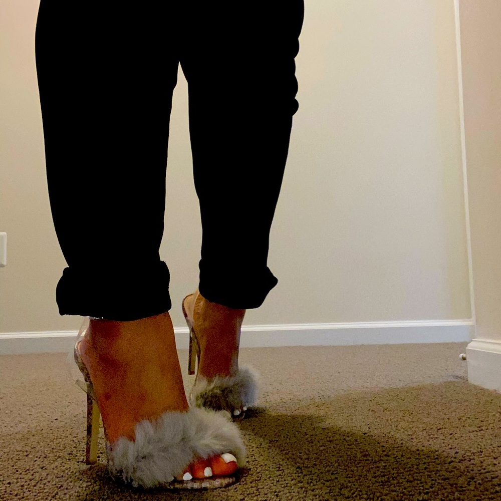 Faux Fur Snake Print Stiletto Heel